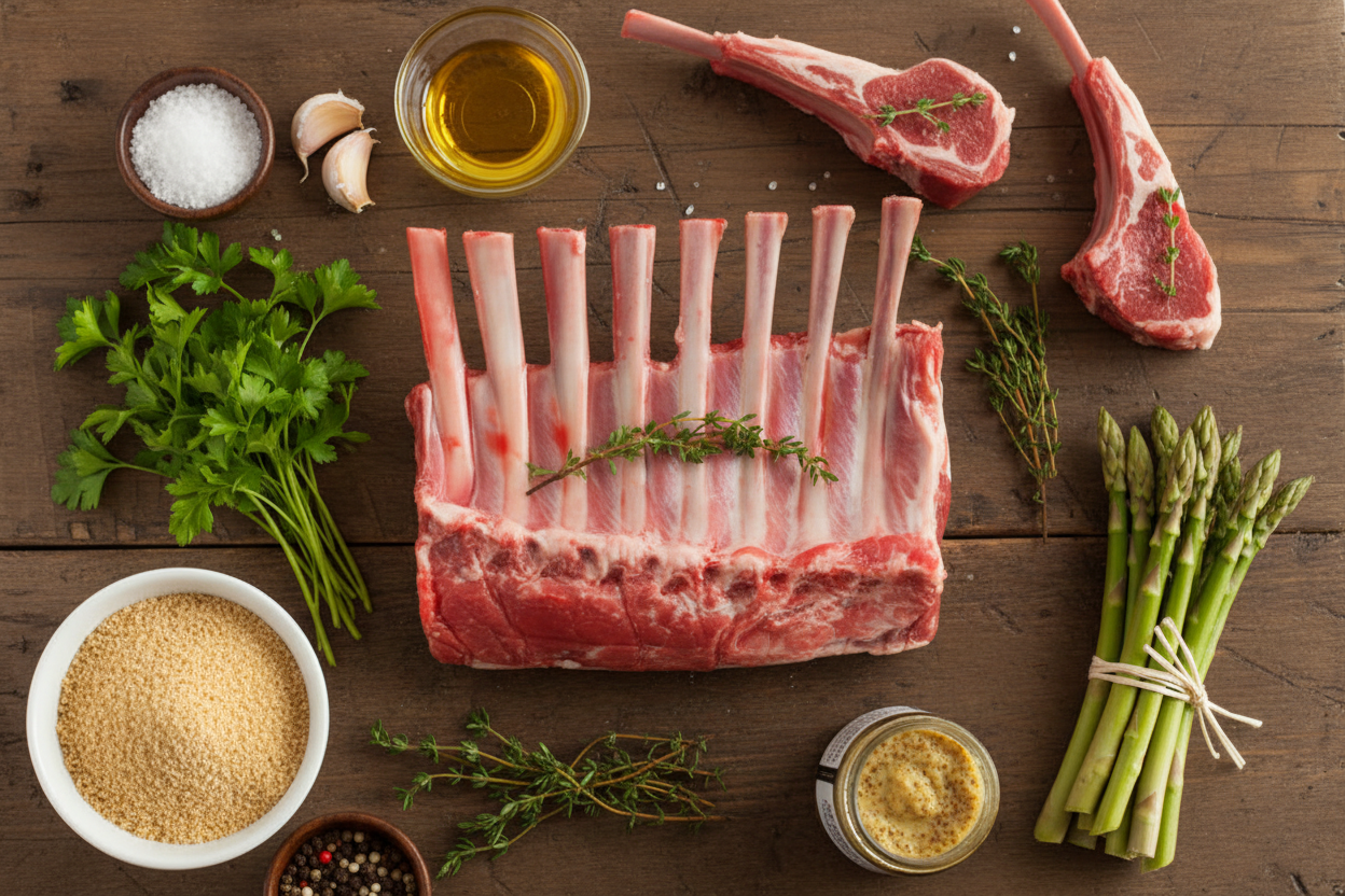 Ingrediënten illustratie met lamsrack
